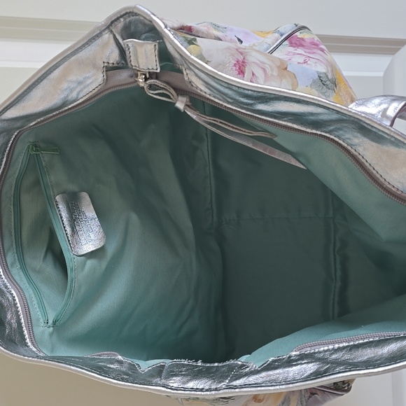 Maurizio Taiuti Leather Floral Tote Silver trim - Picture 9 of 11